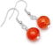 Orange Crackle Glass Bead Earrings, 10mm Round Beads on Nickel Free Silver Tone Hooks : 35mm long, Colourful Beaded Gift for Women