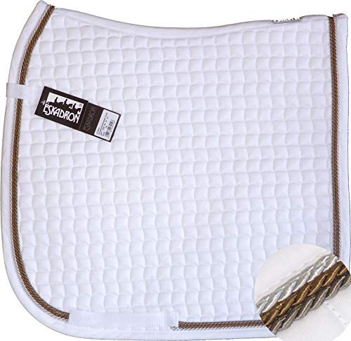 ESKADRON Cotton Schabracke weiß, 3fach Kordel silber,cognac,schlamm, Form:Vielseitigkeit