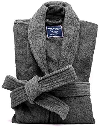 Marquess All-Cotton Bathrobe Thick Plush Cloth Housecoat Terry Toweling for Men & Women, Comfortable & Warm (Charcoal)