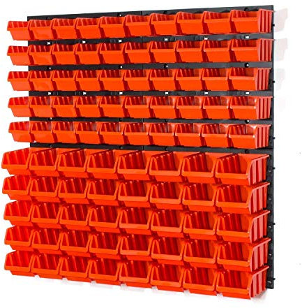 SimpleThing 90 Stapelboxen Rot Rot mit wandregal 80 x 80 cm | Boxen Lager wandplatten wandpaneel Werkstatt Garage