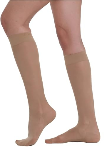 BeOnTop Jambières de compression graduée femme 70 deniers - Chaussettes de compression 17-18 mmHg, reposantes et élastiques pour varices, Comfort Support Line, fabriquées en Italie, Medium Nude