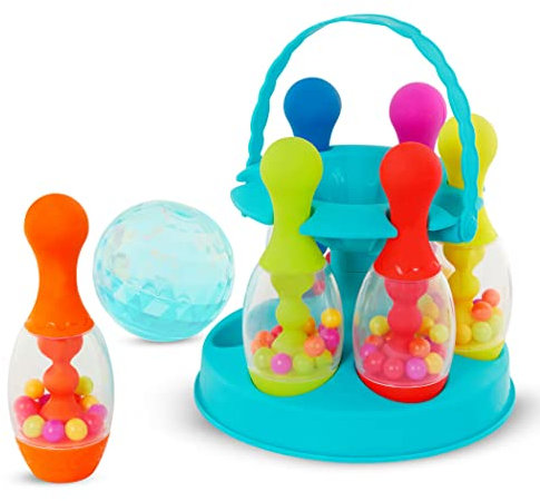 B. toys Kegelspiel für Kinder – Buntes Bowling Set mit leuchtendem Ball, hüpfenden Perlen und Aufbewahrung – Indoor und Outdoor Spielzeug ab 2 Jahren