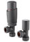 Sandy Beach Anthracite Radiator Valves, Grey Radiator Valve Thermostatic, Anthracite TRV Radiator Valves - Grey Thermostatic Radiator Valve with Lockshield Valve Angled (15mm)