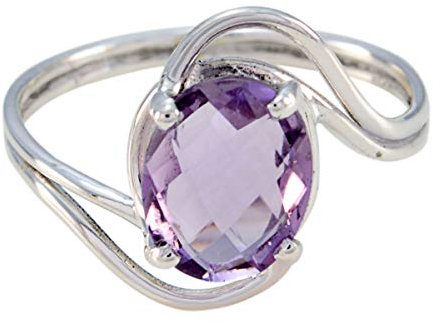 joyas plata améthyste véritables pierres précieuses925 argent violet améthyste bague - naissance février astrologie astrologie vraies pierres précieuses bague-SRAMECH-3171-68