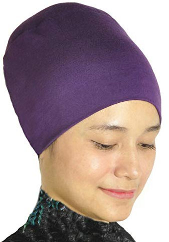 Silk Story Handmade Hijab Volumizer Cap Turban Under Scarf Bonnet Shawl Chemo Hair Head Cover Cotton (Purple)