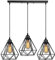 Chao Zan Metall Pendellampe Deckenbeleuchtung, 3 flammige Vintage Pendelleuchte im Retro Look Diamantkäfig,Küche Leuchte, Restaurant Lampen, Material: Metall,Kunststoff,schwarz, Fassung: E27