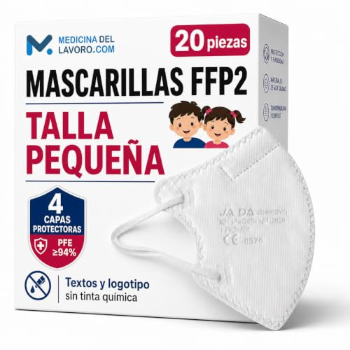 20 Mascherine FFP2 Bianche Taglia Piccola Small Size Certificate CE, Mascherina 4 Strati Senza Valvola, Maschera Facciale di Protezione Certificata e Sanificata, Face Mask con PFE≥94, 20 Pezzi