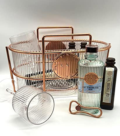 Le Tribute 0.7l Gin Set (43% Vol.) mit Gläsern ICE-Kühler Flaschenöffner Tonic 0.8l