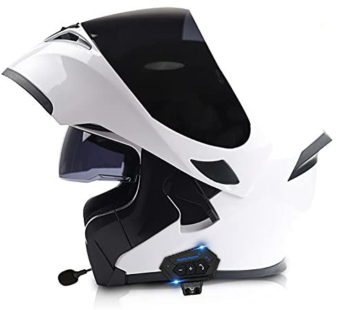 Klapphelm mit Bluetooth,Helm für Motorräder Integralhelme Flip-up Motorradhelm ECE-Zertifizierung Anti-Fog-Doppelspiegel Die Windgeräusche Leicht für Frauen Männer Unisex 57~64CM