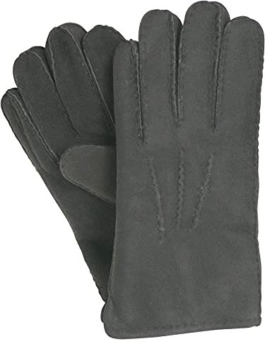 HC Damen Herren Handschuh aus echtem Lammfell, Farben:dunkelgrau, Handschuhgröße:M