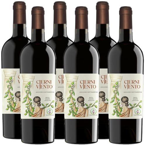 Aglianico Igt Paestum | Cjernivjento | 6 Bottiglie 75Cl | Vino Rosso Fermo Senza Solfiti Aggiunti | Uve da Allevamento Biologico | Parco Nazionale del Cilento | Produzione Naturale