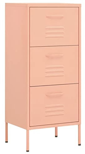 vidaXL Lagerschrank Sideboard Kommode Anrichte Stahlschrank Schrank Beistellschrank Mehrzweckschrank Bücherschrank Standschrank Rosa 42,5x35x101,5cm Stahl