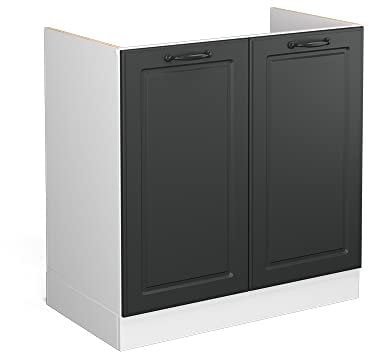 Vicco Spülenunterschrank R-Line, Anthrazit Landhaus/Weiß, 80 cm ohne Arbeitsplatte
