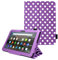 TECHGEAR Hülle für neue Fire 7 Tablette 2022 (12. Generation) PU Leder Slim Hülle mit Ständer und Handschlaufe [Auto Schlaf/Wach] Schutzhülle Tasche für Amazon Fire 7 12. Generation -Violett/Polka Dot