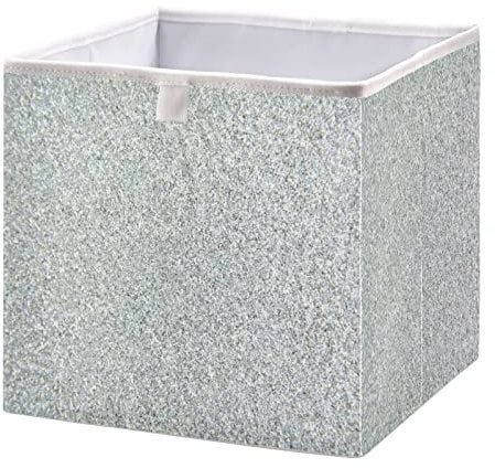 Sliver Glitter Texture Silver Sparkle Storage Basket Bin Toys Storage Box Cloth Shelf Basket Nursery Kids Bedroom Home Decor 15.74x10.62x1.69 in