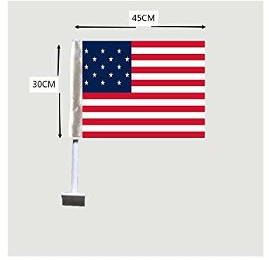 Lot de 2 drapeaux américains pour fenêtre de voiture 30 x 45 cm 100 % polyester Impression numérique