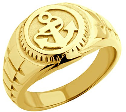 555Jewelry Moderner Siegelring für Herren, Edelstahl, nautischer Pirat, Seemannsanker, Anker, Metall, Kein Edelstein