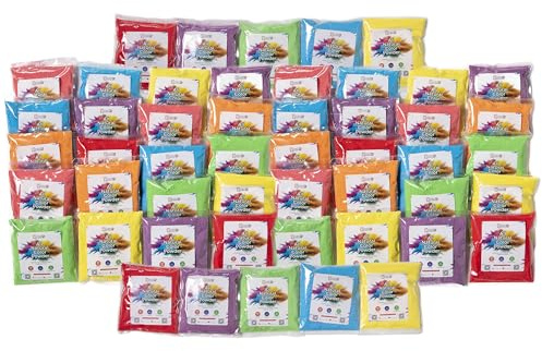 Kulture Khazana All Natural, Washable, Biodegradable, Holi Non-Toxic Color Powder 100gm Pack of 50, Perfect for Color Play