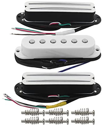 FLEOR 3PCS Alnico 5 Guitare Rails chauds doubles Micros Humbucker & Micro simple bobinage Jeu de micros manche + milieu + chevalet, blanc