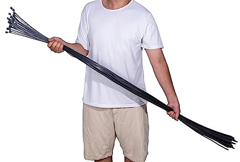 1500mm Extra Long Cable Zip Ties 30PCS Extra Large Heavy Duty Strong Cable Wire Ties, 200 Pounds Tensile Strength, Black Self-Locking UV Resistant Plastic Nylon Tie Wraps