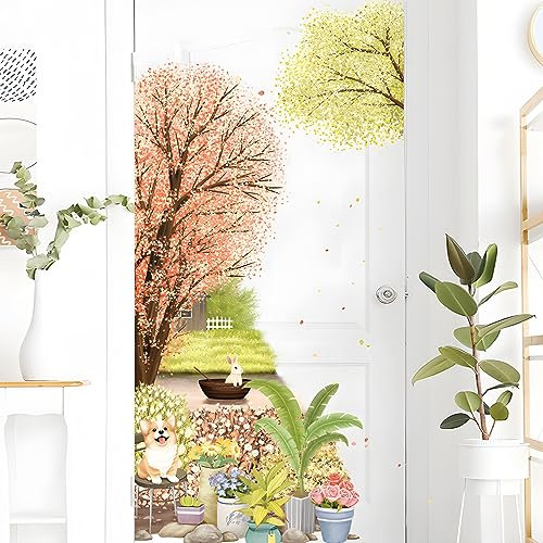 HIMKI Türaufkleber Kinderzimmer Naturlandschaft Tür Sticker selbstklebend Wandtattoo Wald Pflanzen-Türdeko für Wohnzimmer Schlafzimmer Kinderzimmer Kindergarten Klassenzimmer (C)