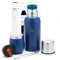 balibetov Kit Mate Argentino de 6 piezas - Incluye Mate de acero con Tapa, Bombilla y Termo Mate con 2 Tapones Pico Cebador - Facil de Lavar, Apto Lavavajillas. (Azul)