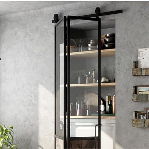 HOCONNIE Kit de quincaillerie pour porte de grange coulissante à deux battants de 100 cm pour 2 portes de placard