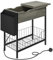 YITAHOME Side Table, Bedside Table with Storage Space, Metal Storage Basket, End Table with Charging Station, 2 USB Ports & Power Outlets, Side Storage Bag, Coffee Table for Living Room, Bedroom, Grey