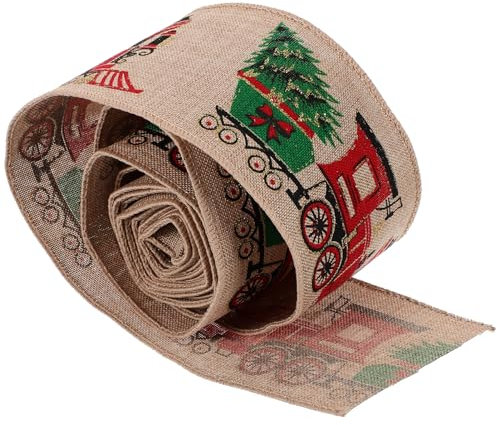 HAKIDZEL 1 Rolle Handgefertigtes Schleifenband Mit Drahtkante Paketband Geschenkband Für Breites Weihnachtsband Mit Draht Verpackungsbänder Stoff Wagen Frohe Weihnachten