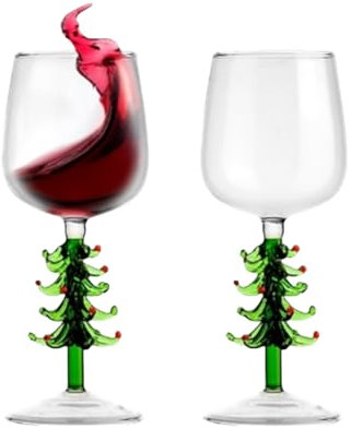 Molinter Weinglas mit Weihnachtsbaum Stamm 380ml Behälter Wint erglas Weihnachtsfeier Weihnachts Neujahrsgeschenke