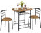 Yaheetech Juego de Mesa de Cocina Redonda con 2 Sillas, Juego de Muebles de Cocina de 3 Piezas, para Espacios Pequeños, Jardín, Estudio Marrón