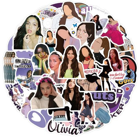 Olivia Rodrigo Aufkleberpaket 50 Stück | Aufkleber für Erwachsene, Auto, Laptop, Wasserflaschen, Aufkleber für Teenager, Niedliche