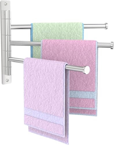 Handtuchhalter, Schwenkbar Handtuchstange 3 Armig SUS304 Edelstahl Badetuchhalter Wandmontage Küche und Garderobe
