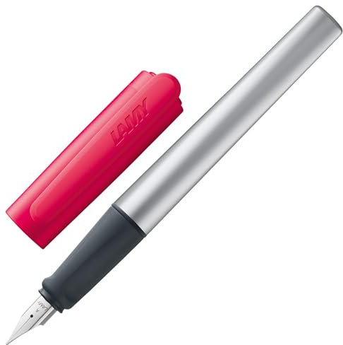 Lamy nexx crimson Füller - Füllhalter mit rutschfestem Griff & polierter Stahlfeder in Strichbreite A - dreieckiges Gehäuse aus Aluminium - inkl. Tintenpatrone T 10 blau - Rechtshänder