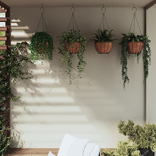 ARKEM Jardinières suspendues 4 pcs avec Doublure Coco Noir Ø 35x52 cm,Jardiniere sur Pieds,Jardiniere Terrasse