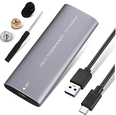 Dual Protocol Type-C 3.1 Portable SSD Hard Drive Enclosure with Data Cable for Transfer Laptop TV Router