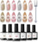 Modelones Cat Eye Gel Nail Polish Set, Holographic Glitter 6 Colors with Magnet, Sparkle Nude Pink Soak Off LED Gel Polish for Nail Art Manicure Salon DIY Gifts