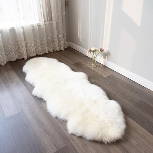 AGFNGE Alfombra de piel de oveja (blanco nacarado, 24 x 72 pulgadas)