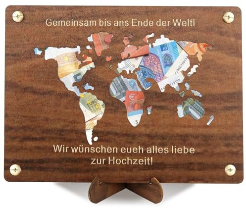 Jugendweihe Geldgeschenke Reise aus Holz Jugendweihe Geschenke Mädchen Junge, Geldgeschenke Verpackung mit Glückwunschkarte (Weltkarte)
