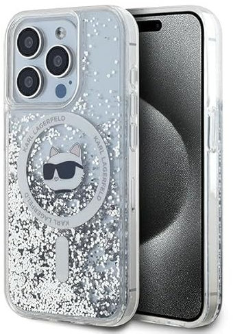 CG MOBILE Karl Lagerfeld KLHMP15LLGCHSGH Hülle für iPhone 15 Pro 6.1 hardcase transparent Liquid Glitter Choupette Head