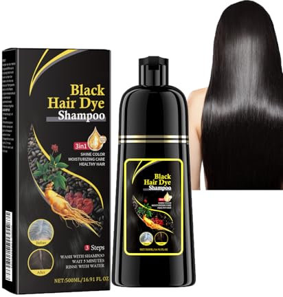 Dyceittdia Haarfärbeshampoo, 500ml Shampoo für gefärbtes Haar, Glättendes Shampoo, Hair Dye Shampoo 3-in-1, Glatt & Glänzend Shampoo, Schwarz, hair2