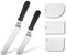 Angled Palette Cake Set, 2 Pieces Stainless Steel Spreading Palettes Thickened Cake Spatula Icing Spatula with 3 Pieces Cake Smoother Scraper for Painting Cake Decoration Baking