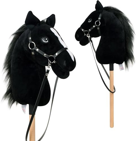 Pink Papaya Hobby Horse Abraxas, mit Halfter und Trense, Steckenpferd fürs Hobby Horsing, Pferd zum Reiten für Kinder