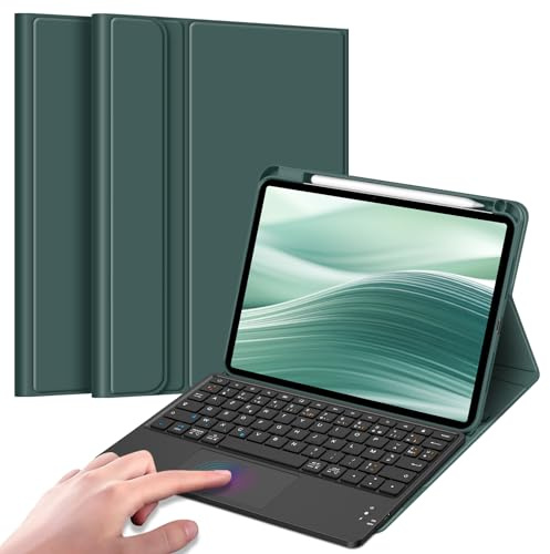 FINTIE Clavier pour iPad Pro 11 Pouces M5/M4 (2025/2024), Pavé Tactile | Clavier Bluetooth sans Fil, Housse Multipositions avec Porte-Stylet Intégré, Vert Forêt