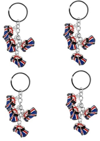 WRITWAA 4 Stück Schlüsselanhänger Geburtstagsgeschenk Dekoration Souvenir Schlüsselanhänger britische Flagge Britischer Kultur-Schlüsselanhänger London-Souvenirs Zinklegierung