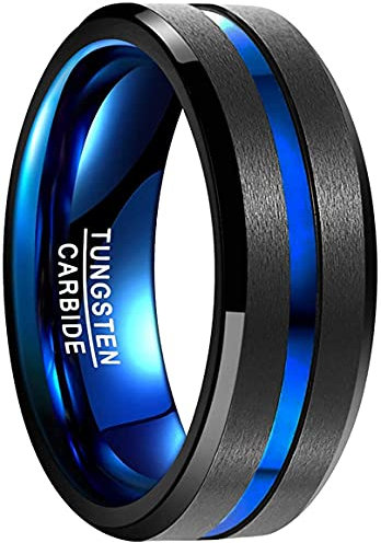 083BASE Ringe Herren Wolframcarbid Schwarz Außenbreite 8mm brei Comfort Fit Design Wolfram Ringe