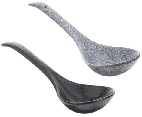 CIYODO Keramik Suppenlöffel in Verschiedenen Farben 2 Stück Zarte Kaffeerührlöffel mit Langem Ergonomischem Griff Praktische Haferbreilöffel für Küche und Essenszubereitung