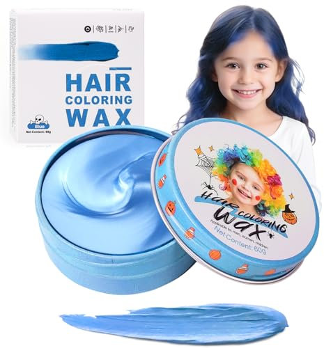 Temporary Hair Color Wax Blue for Kids, Washable Colored Hairstyle Dye Mud, Disposable Instant Styling Pomade for Girls Boys Youth, DIY Coloring Gel Cream for Women Men Cosplay Halloween Party