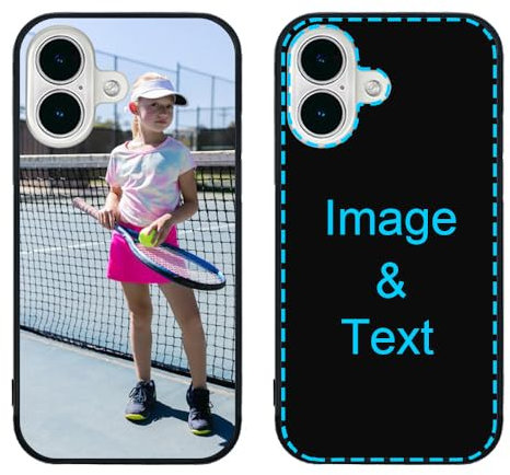MXCUSTOM Personalised Phone Case for Apple iPhone 16 Plus, Customised Anti-Scratch Tempered Glass Shockproof Soft TPU Cases with Photo Image Text Picture Design Your Own Phone Cover (GHS-BK-P1)
