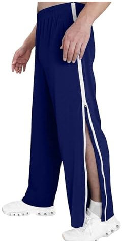 NIULI Reha-Hose for Damen Und Herren – Seitliche Öffnung – Jogginghose Mit Durchgehendem Reißverschluss – Modisch Mit Tasche – Freizeithose(Dark Blue,3XL)